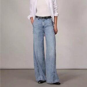 Rag & Bone Featherweight Sofie Wide Leg Jean size 32 in Annie light Indigo Wash